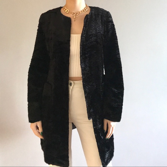Ralph Lauren faux furry detail black coat, like new! - Picture 1 of 5